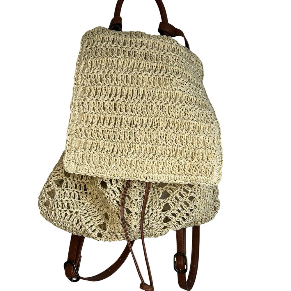 Elegant Cream Woven Backpack